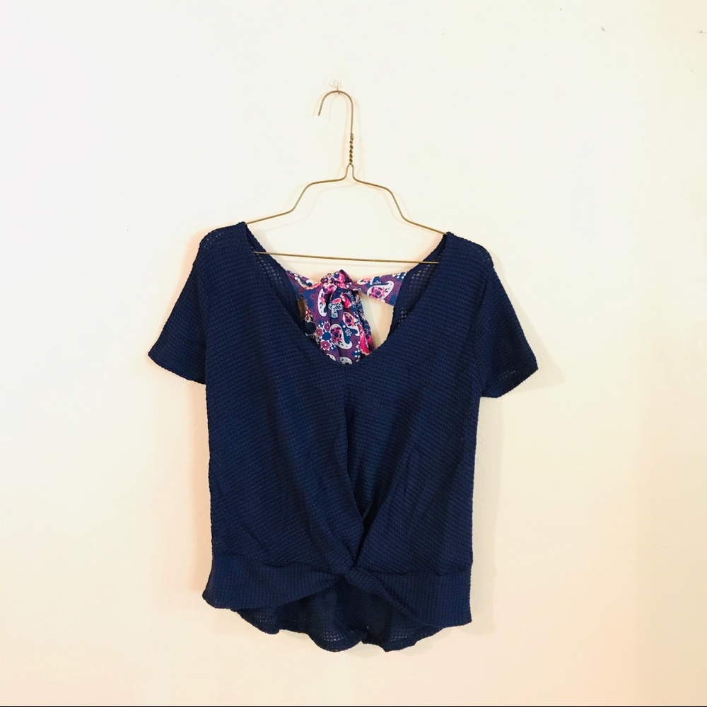 NWT Navy Twist Front Knit Top